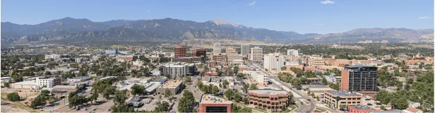 Colorado Springs skyline with Pikes Peak and the Front Range